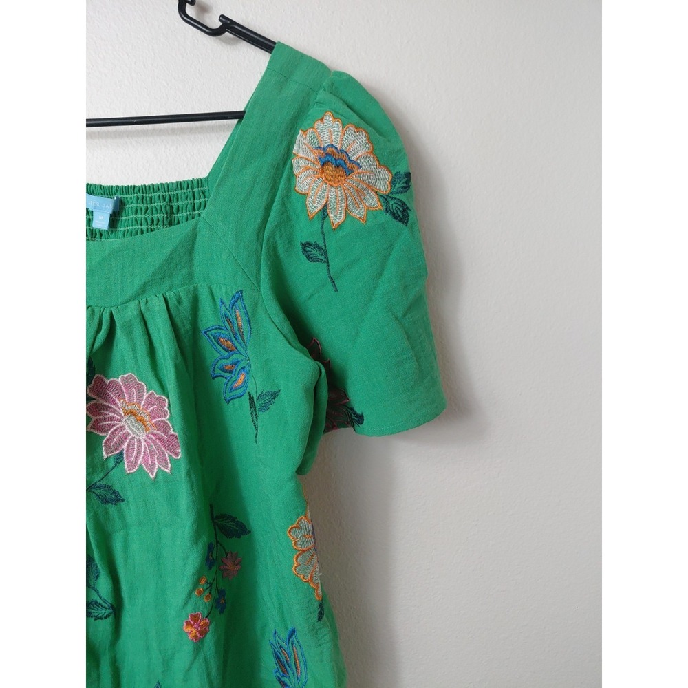 Draper James Embroidered Square Neck Floral Top Medium Lined Baby Doll Boho - Picture 5 of 7